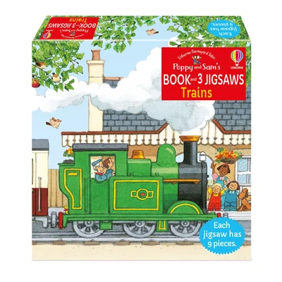 POPPY AND SAM'S BOOK AND 3 JIGSAWS: TRAINS