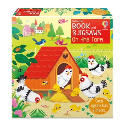 BOOK AND 3 JIGSAWS: ON THE FARM